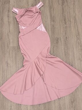 Lipsy Dusky Pink Fitted Mermaid Maxi Dress